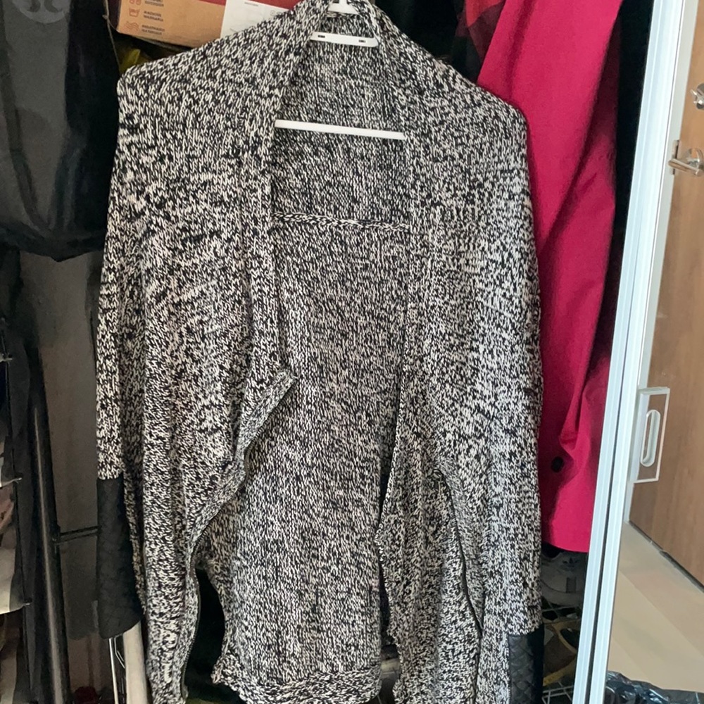H&M knitted sweater with leather sleeves